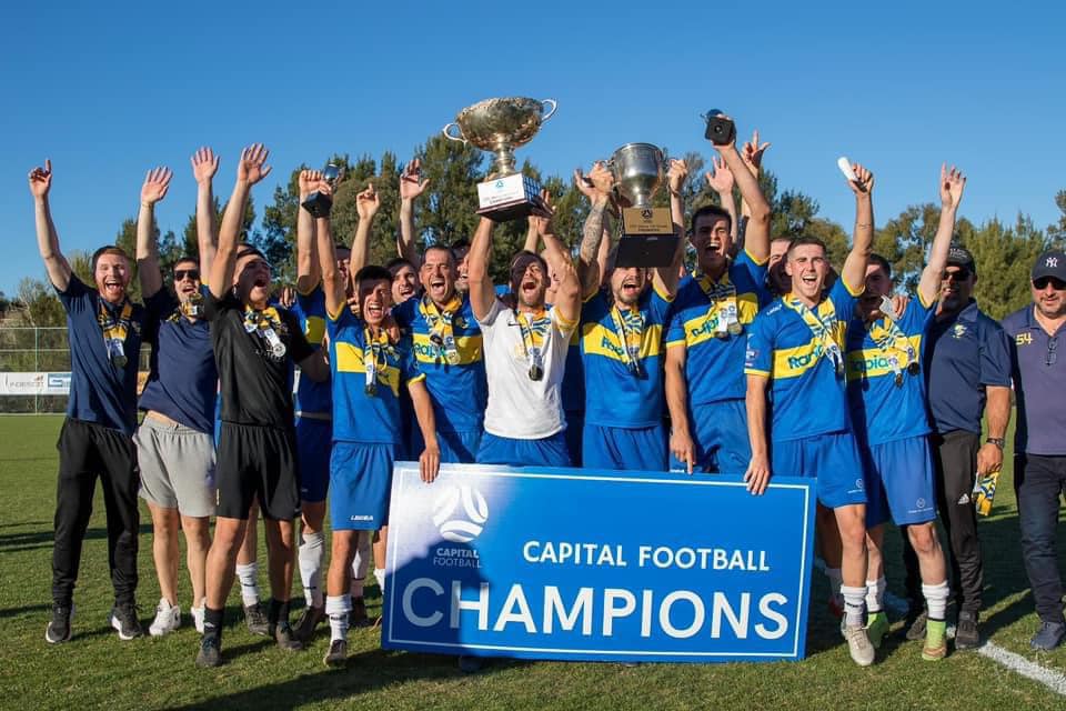 soccer team celebrating
