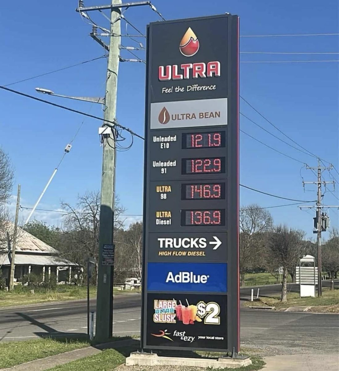 petrol station fuel price signage 