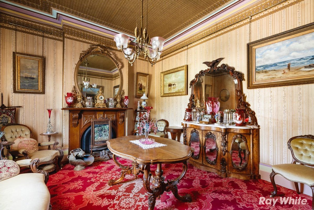 Antique furniture is included with the house. 